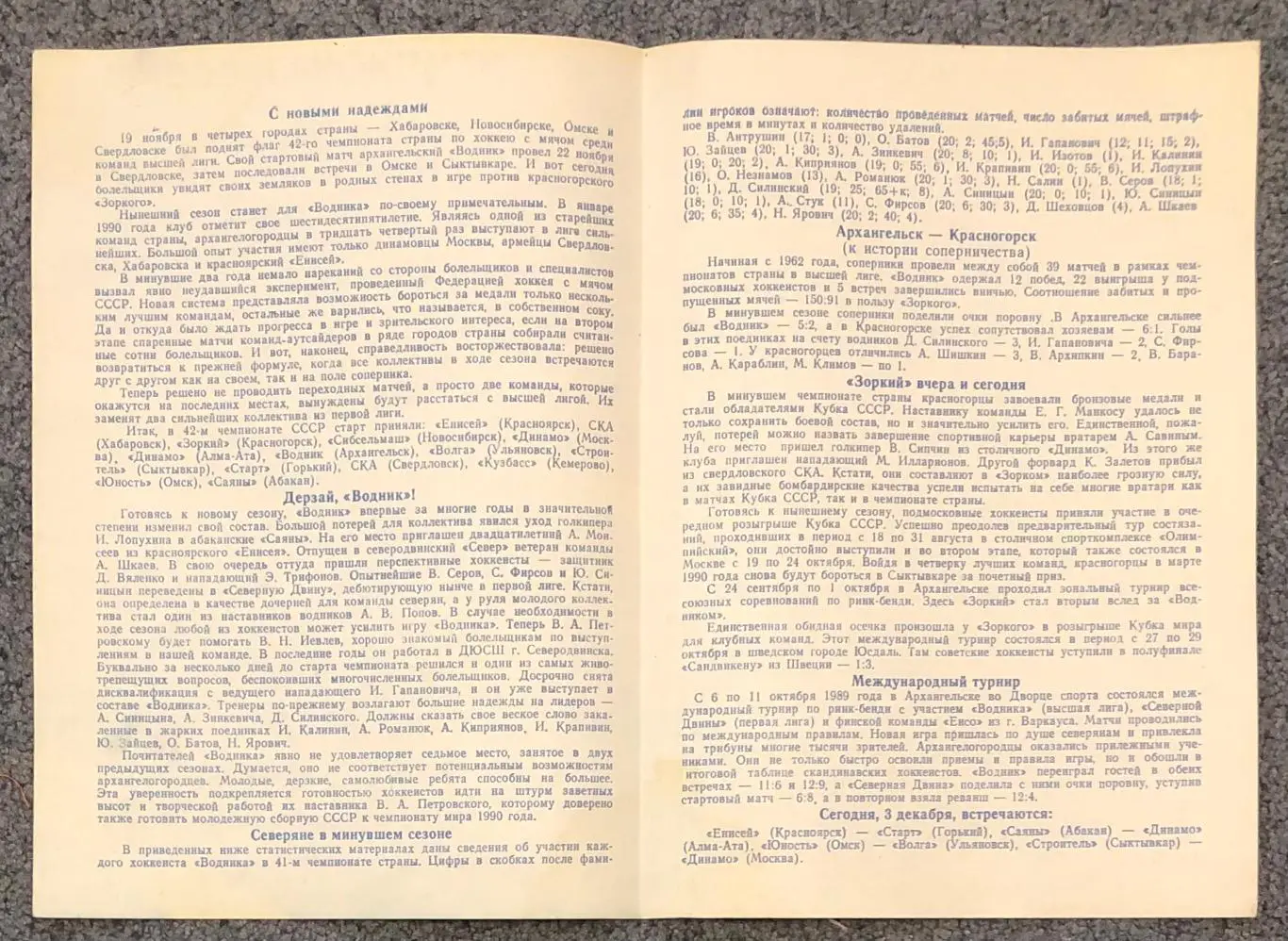 Водник Архангельск - Зоркий Красногорск, 03.12.1989 2