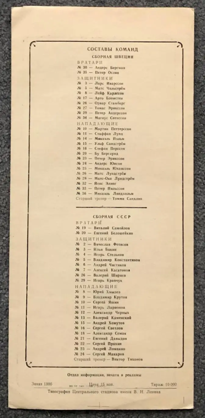 Финляндия - Канада, Швеция - СССР, 22.12.1987 1