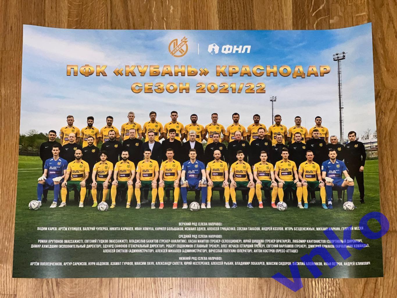 Постер-плакат ФК Кубань Краснодар, сезон 2021-22 - формат А2