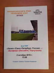 Лига Чемпионов 2019/20 Зенит Ст.-Петербург-Бенфика Португалия (ЮЛЧ)