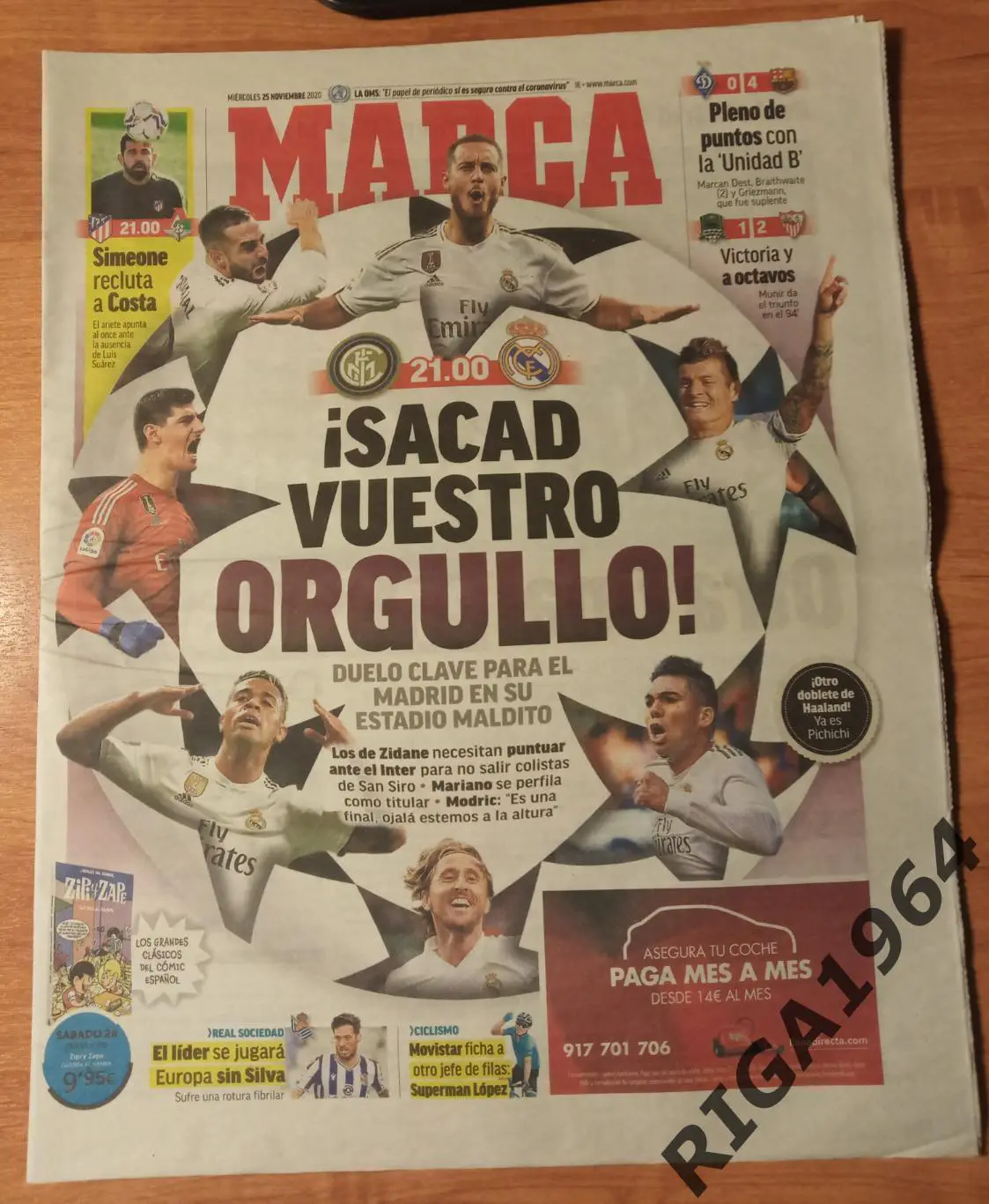 Газета MARCA(Атлетико-Локо, Краснодар-Севилья, Динамо Киев-Барса)