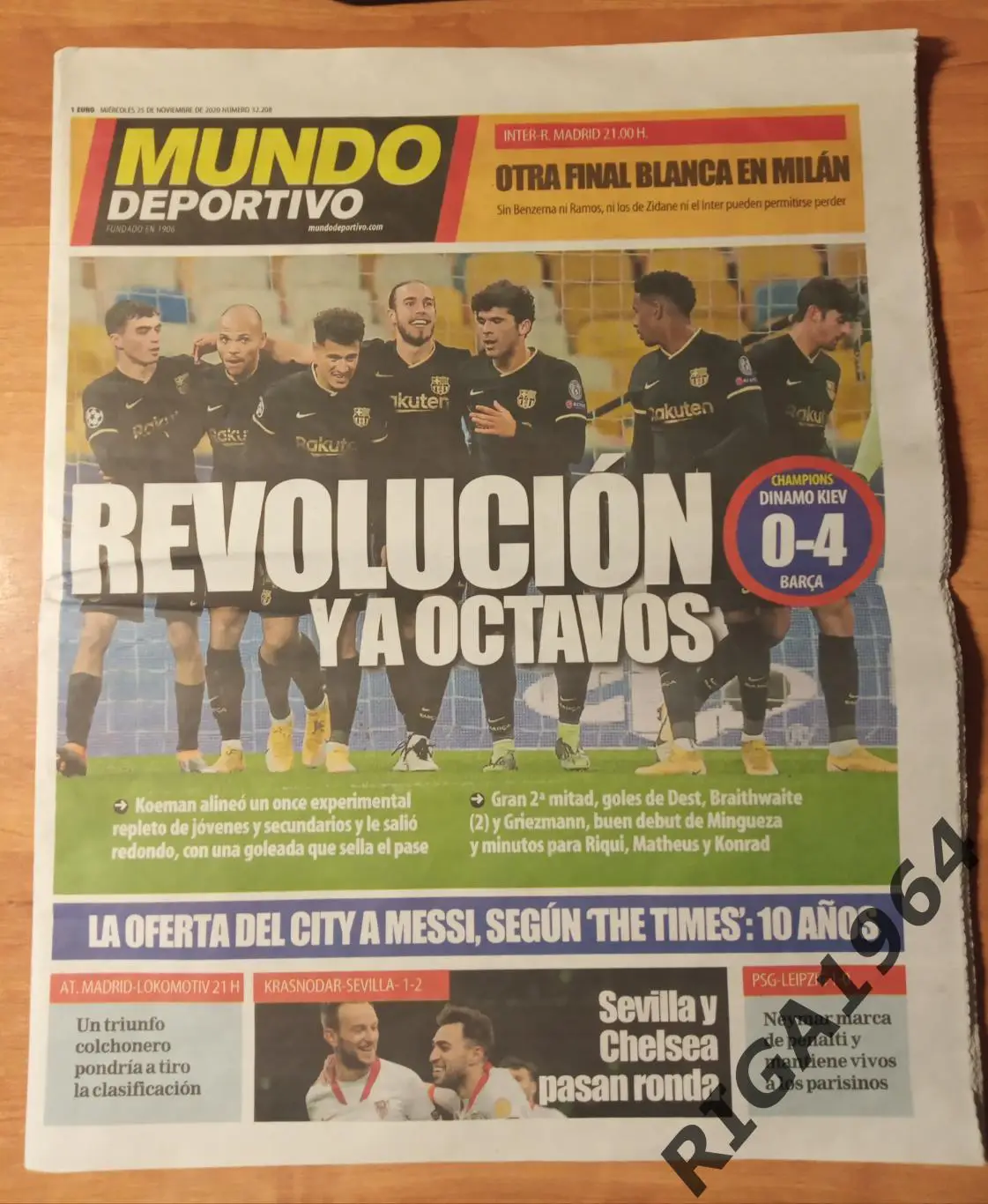 Газета Mundo Deportivо(Атлетико-Локо, Краснодар-Севилья, Динамо Киев-Барса)