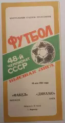 18.05.1985. Факел (Воронеж) - Динамо (Киев). Чемпионат СССР. Идеал.