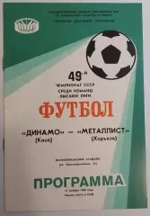 13.11.1986. Динамо (Киев) - Металлист (Харьков). Чемпионат СССР. Идеал.