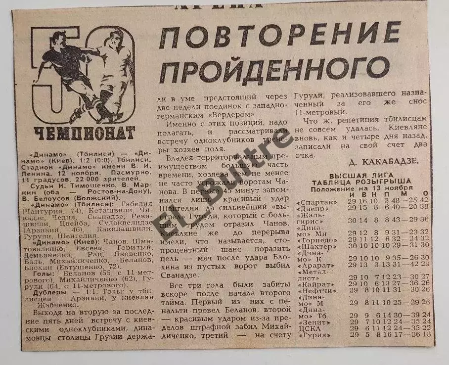 12.11.1987. Динамо (Тбилиси) - Динамо (Киев) + отчет. Чемпионат СССР. Идеал. 1