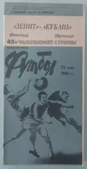 23.05.1982. Зенит (Ленинград) - Кубань (Краснодар). Чемпионат СССР.