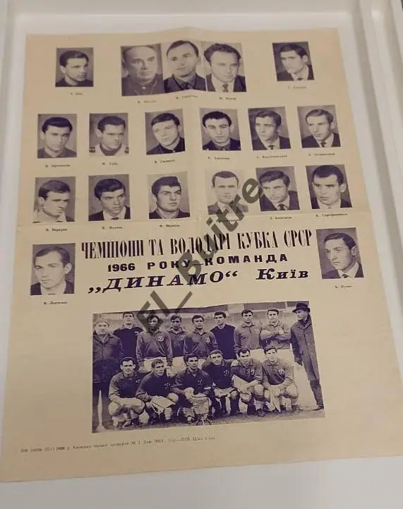 1966. Динамо (Киев) Чемпион и Обладатель Кубка. Большой постер. А3