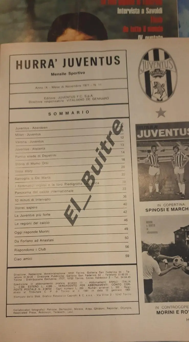Лот. Hurra Juventus (Хурра Ювентус). 1971. 7 журналов. Футбол. 1