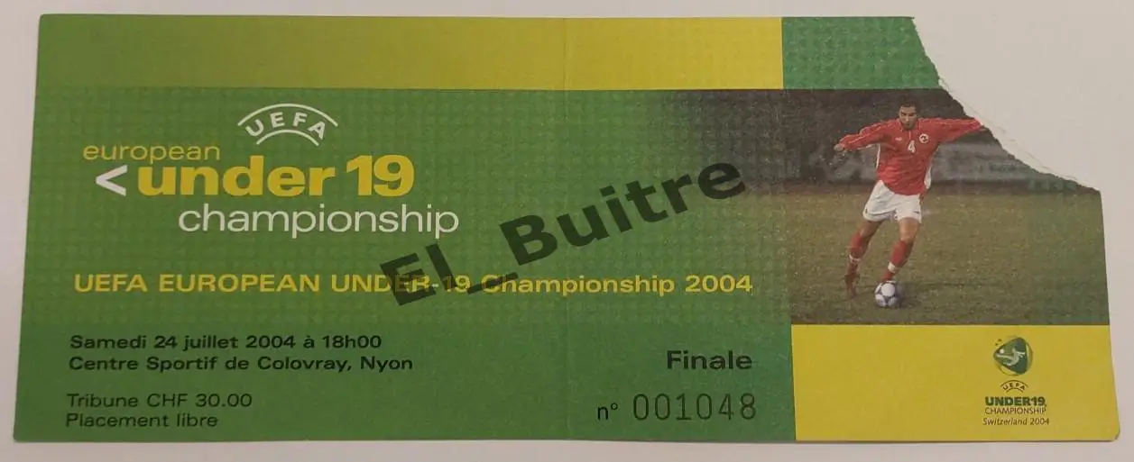 24.07.2004. Билет. Финал. Турция - Испания. Чемпионат Европы. U19. Швейцария.