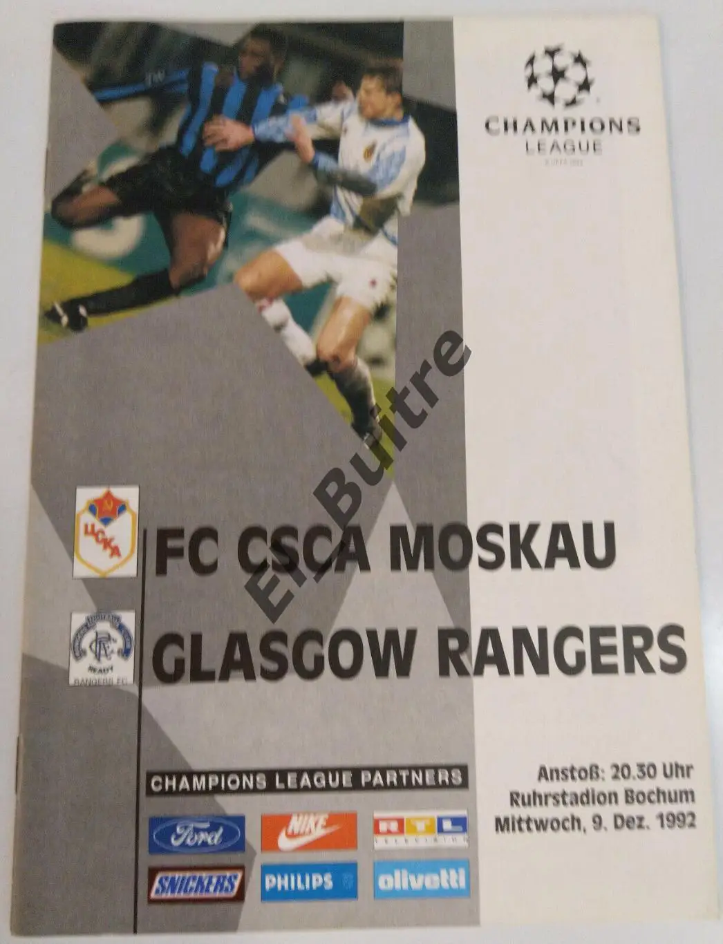 09.12.1992. ЦСКА (Москва) - Рейнджерс (Глазго, Шотландия) в Бохуме. Лига Чемп.