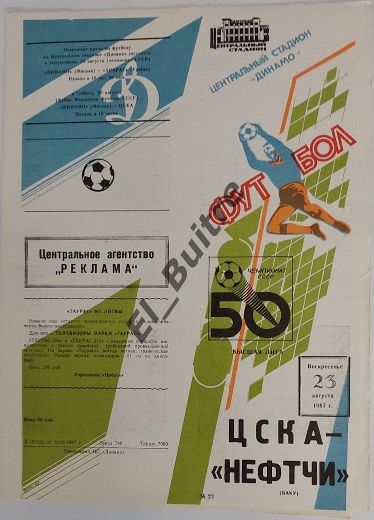 23.08.1987. ЦСКА (Москва) - Нефтчи (Баку). Чемпионат СССР.