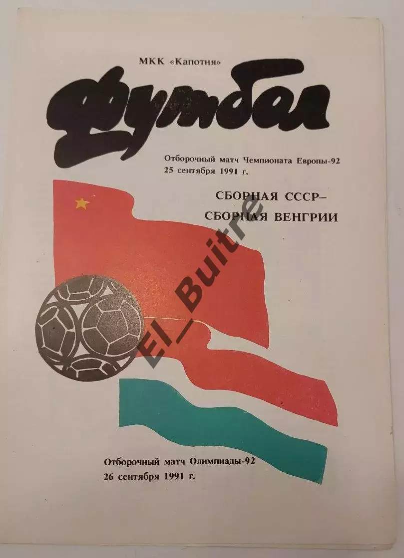 25.09.1991. СССР - Венгрия. Отбор ЧЕ. Москва. Вид 1.