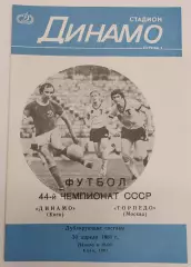 30.04.1981. Дубль. Динамо (Киев) - Торпедо (Москва). Чемпионат СССР.