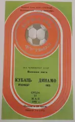 13.05.1981. Кубань (Краснодар) - Динамо (Киев). Чемпионат СССР.