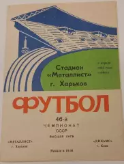 02.04.1983. Металлист (Харьков) - Динамо (Киев). Чемпионат СССР. Идеал.