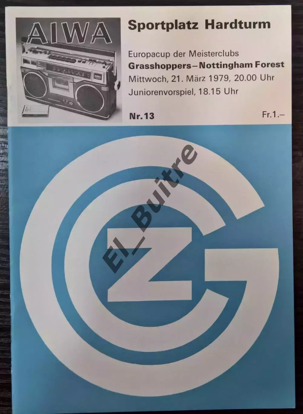 21.03.1979. Грассхопперс (Цюрих) - Ноттингем Форест (Англия). Кубок Чемпионов.