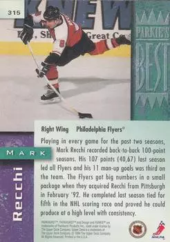 1994-95 UD Parkhurst # 315 Mark Recchi 1