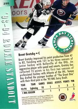 1994-95 UD Parkhurst # 295 Brent Gretzky 1