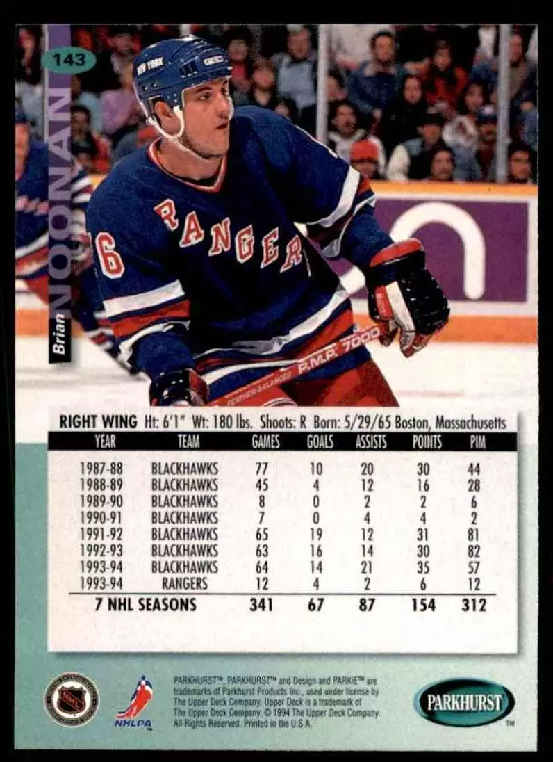 1994-95 UD Parkhurst # 143 Brian Noonan 1
