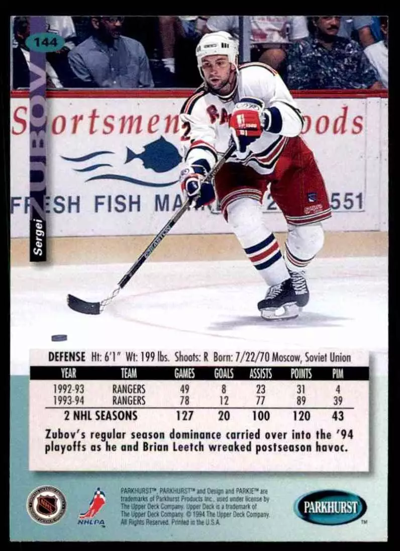 1994-95 UD Parkhurst # 144 Sergei Zubov 1