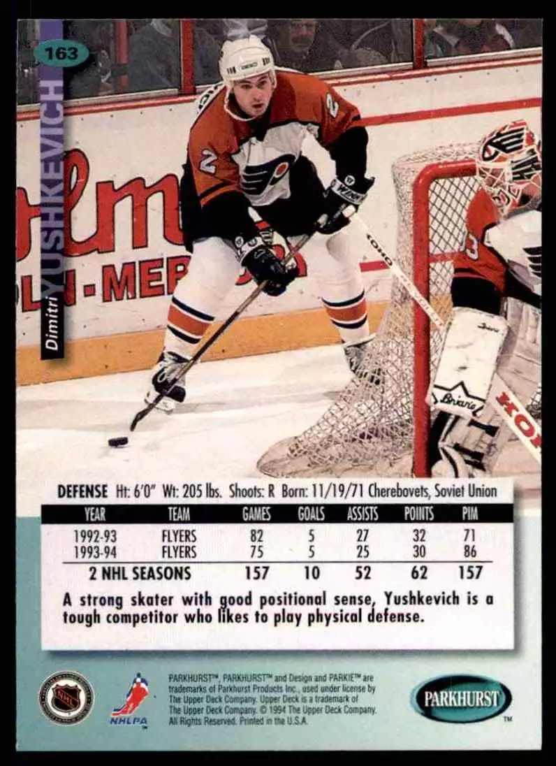 1994-95 UD Parkhurst # 163 Dmitri Yushkevich 1