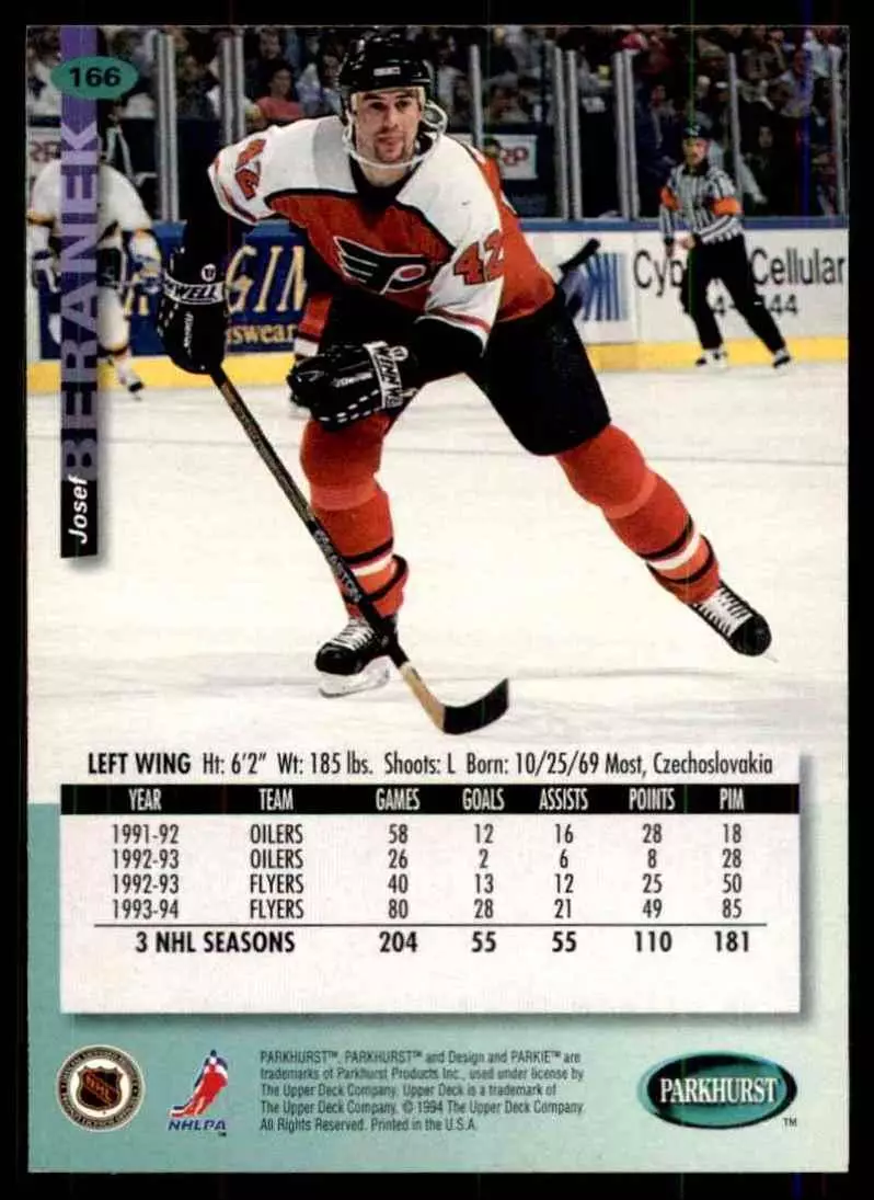 1994-95 UD Parkhurst # 166 Josef Beranek 1