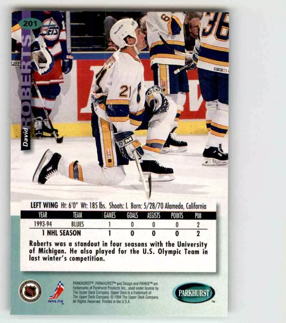 1994-95 UD Parkhurst # 201 David Roberts 1