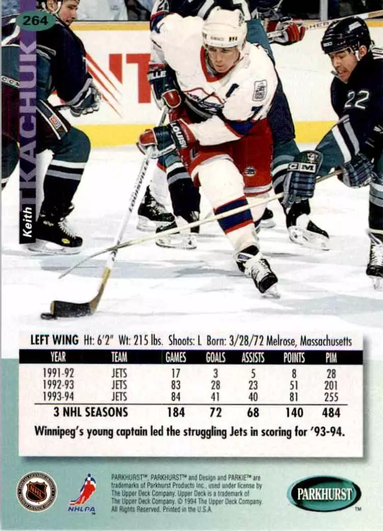 1994-95 UD Parkhurst # 264 Keith Tkachuk 1