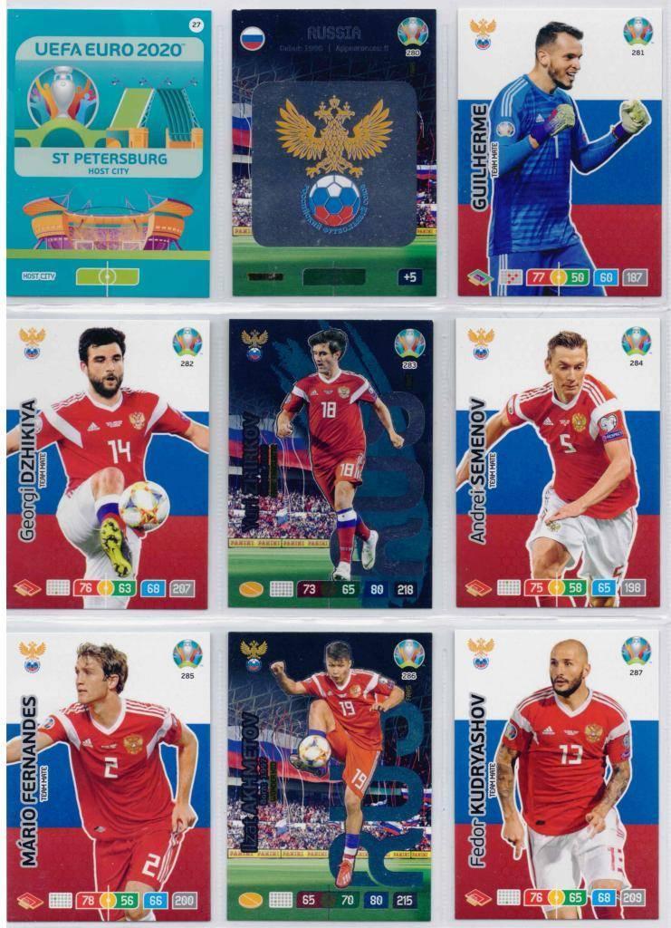 Футбол карточка EURO 2020 #280-297 СБ. РОССИИ все 18 1