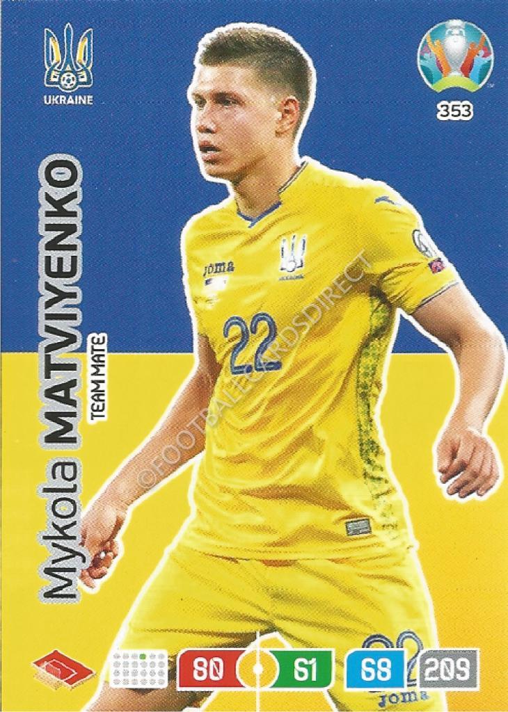 Футбол карточка Panini EURO 2020 #353 Adrenalyn XL MykolaMatviyenko