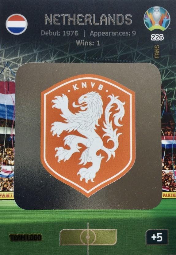 Футбол карточка EURO2020 # 226 Adrenalyn XL Netherlands logo