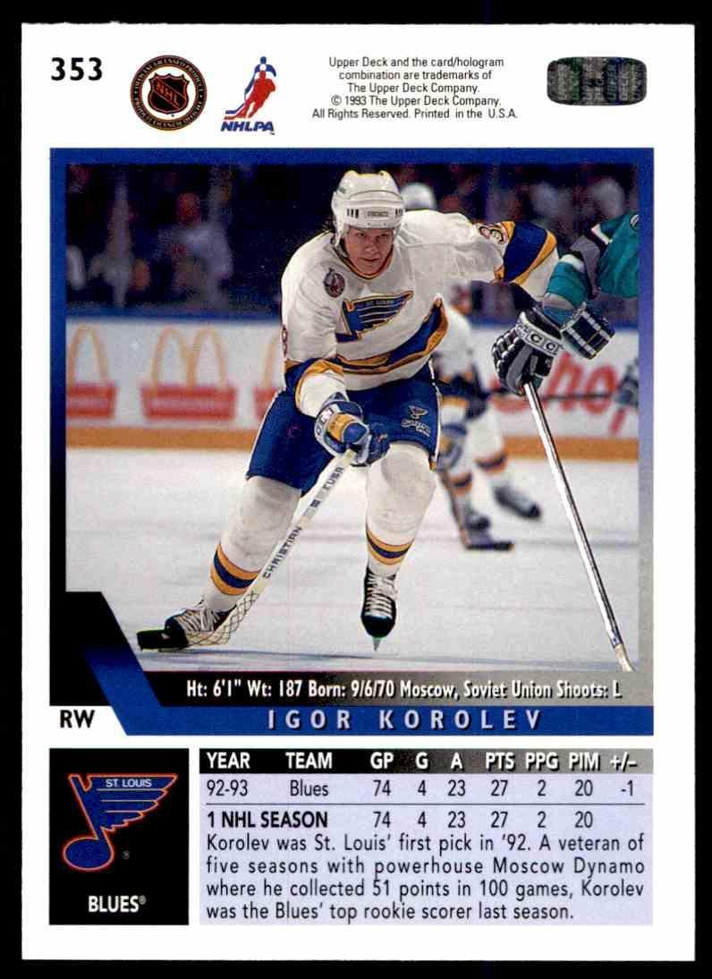Хоккей Карточка 1993-94 Upper Deck Hockey Series 2 № 353 1