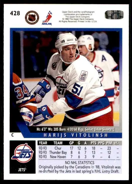 Хоккей Карточка 1993-94 Upper Deck Hockey Series 2 № 428 1