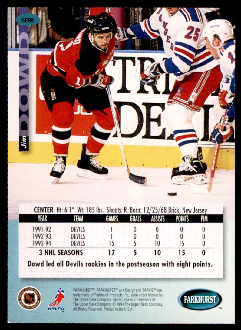 Хоккей Карточка Upper Deck 1994-95 Parkhurst SE № 98 Jim Doud 1
