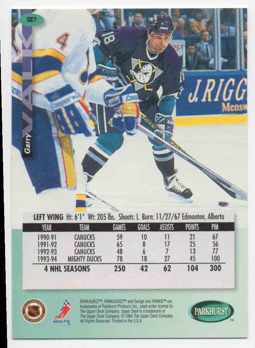 Хоккей Карточка Upper Deck 1994-95 Parkhurst SE № 7 Garry Valk 1