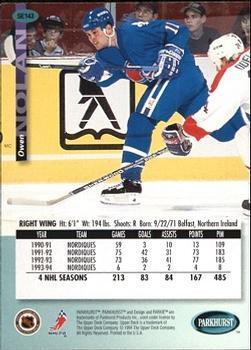Хоккей Карточка Upper Deck 1994-95 Parkhurst SE № 143 Owen Nolan 1