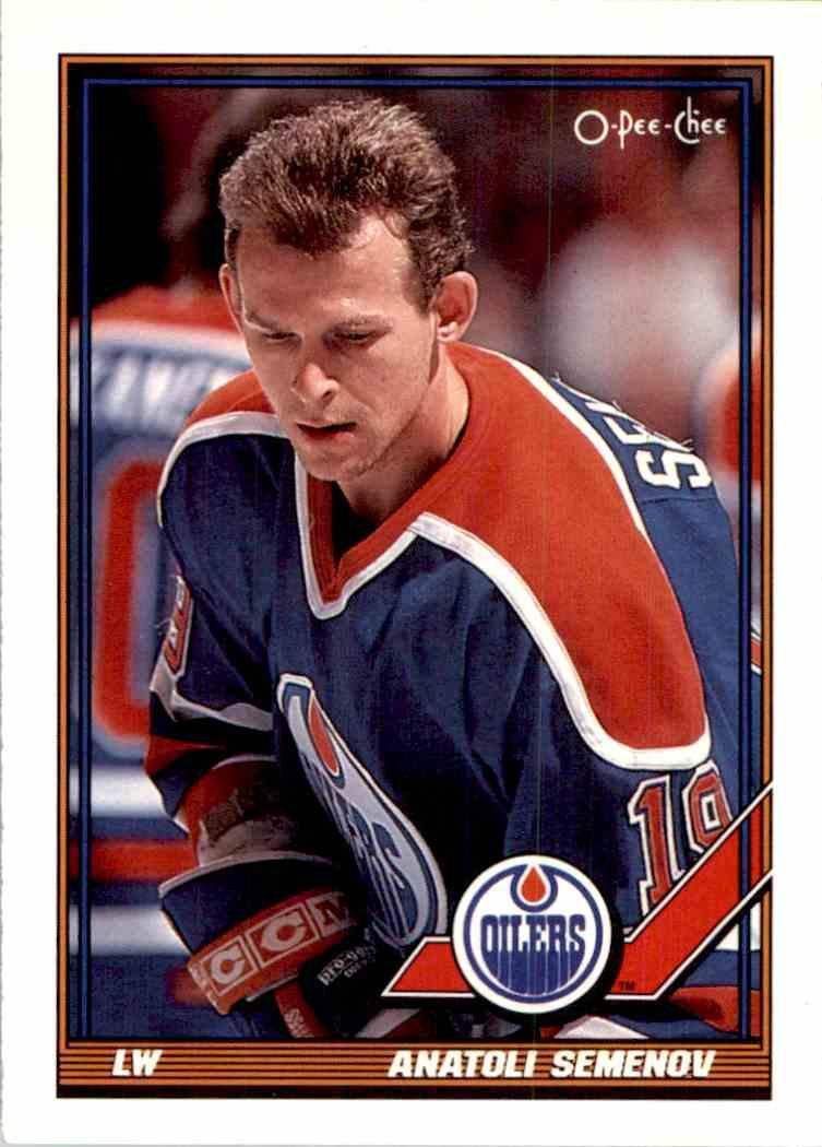 Хоккей Карточка NHL 1991-92 O-Pee-Chee Hockey № 390 Anatoli Semenov
