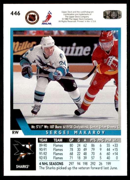 Хоккей Карточка 1993-94 Upper Deck Hockey Series 2 № 446 Sergei Makarov 1