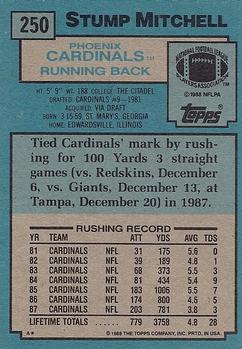 Американский футбол 1988 topps #250 Stump Mitchell - Phoenix Cardinals 1