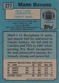 Американский футбол 1988 topps #277 Mark Bavaro - New York Giants 1