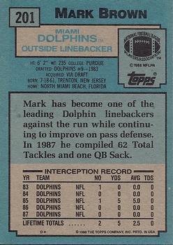 Американский футбол 1988 topps #201 Mark Brown -Miami Dolphins 1