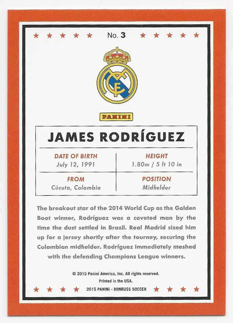 футбол,карточка 2015 Donruss № 3 James Rodriguez 1