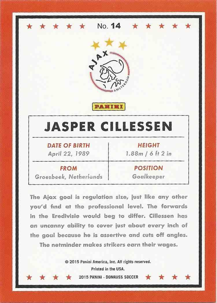 футбол,карточка 2015 Donruss № 14 Jasper Cillessen 1