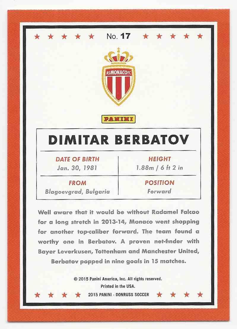 футбол,карточка 2015 Donruss № 17 Dimitar Berbatov 1