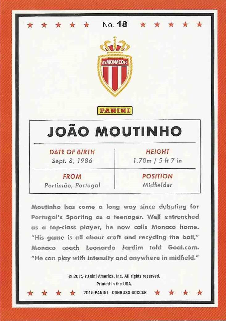 футбол,карточка 2015 Donruss № 18 Joao Moutinho 1