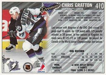 Хоккей Карточка 1993-94 Topps Premier # 410 Chris Gratton 1