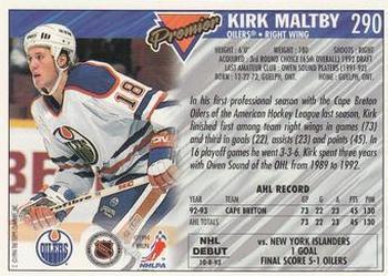 Хоккей Карточка 1993-94 Topps Premier # 290 Kirk Maltby RC 1