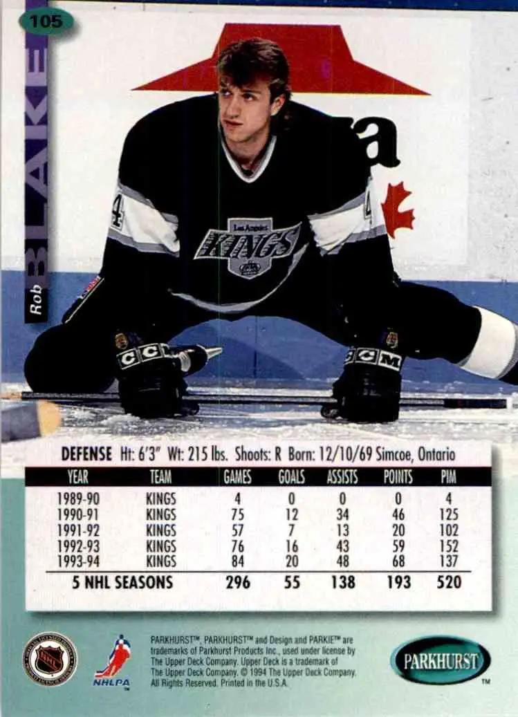 1994-95 UD Parkhurst # 105 Rob Blake 1