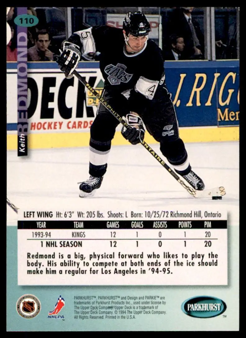 1994-95 UD Parkhurst # 110 Keith Redmond 1