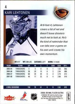 2008-09 Fleer Ultra #4 Kari Lehtonen 1
